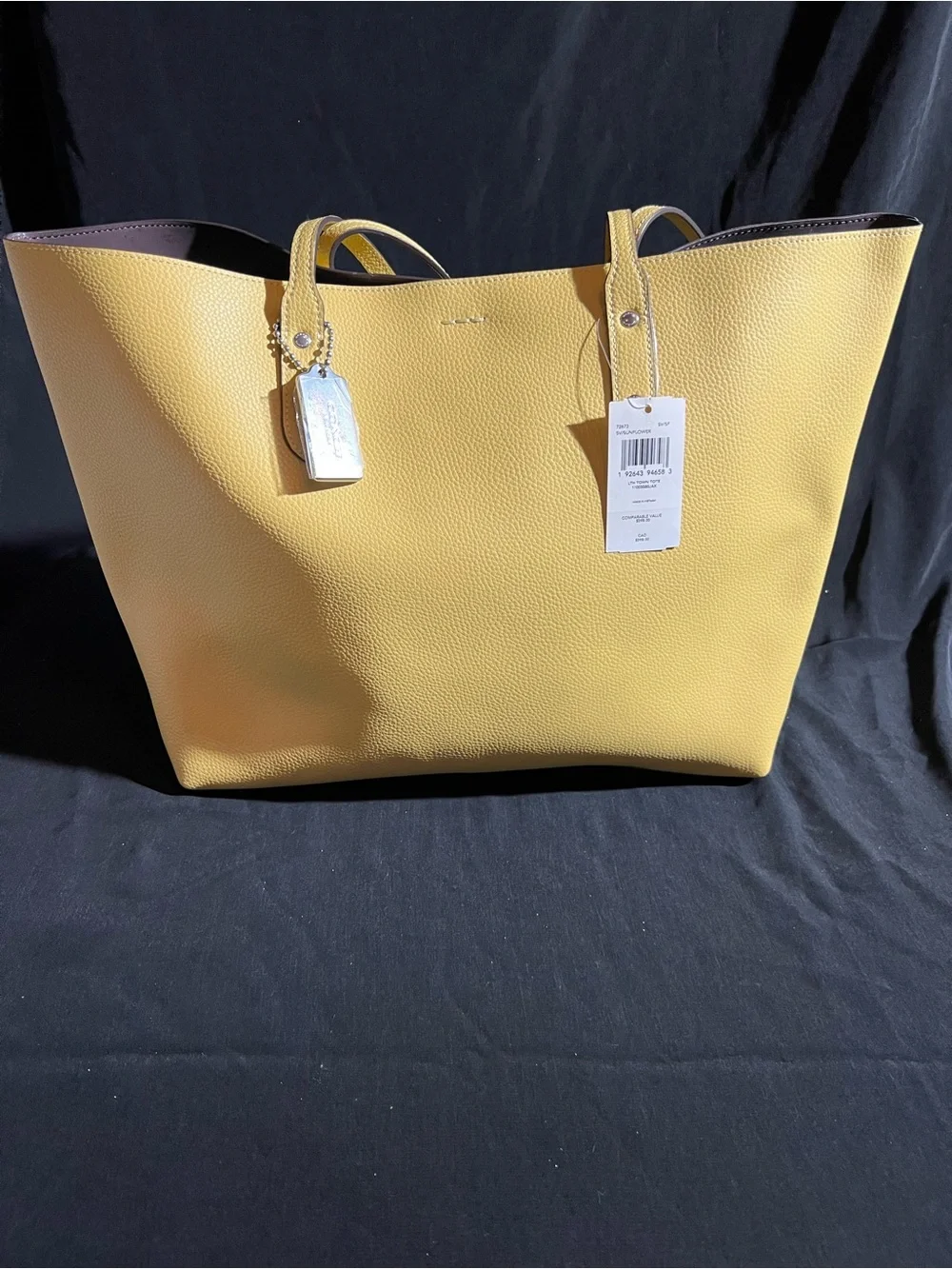 Coach Yellow Pebbled Leather Tote NWT